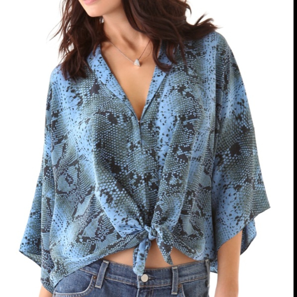 “Elizabeth and James” Snake Silk Tie Blouse